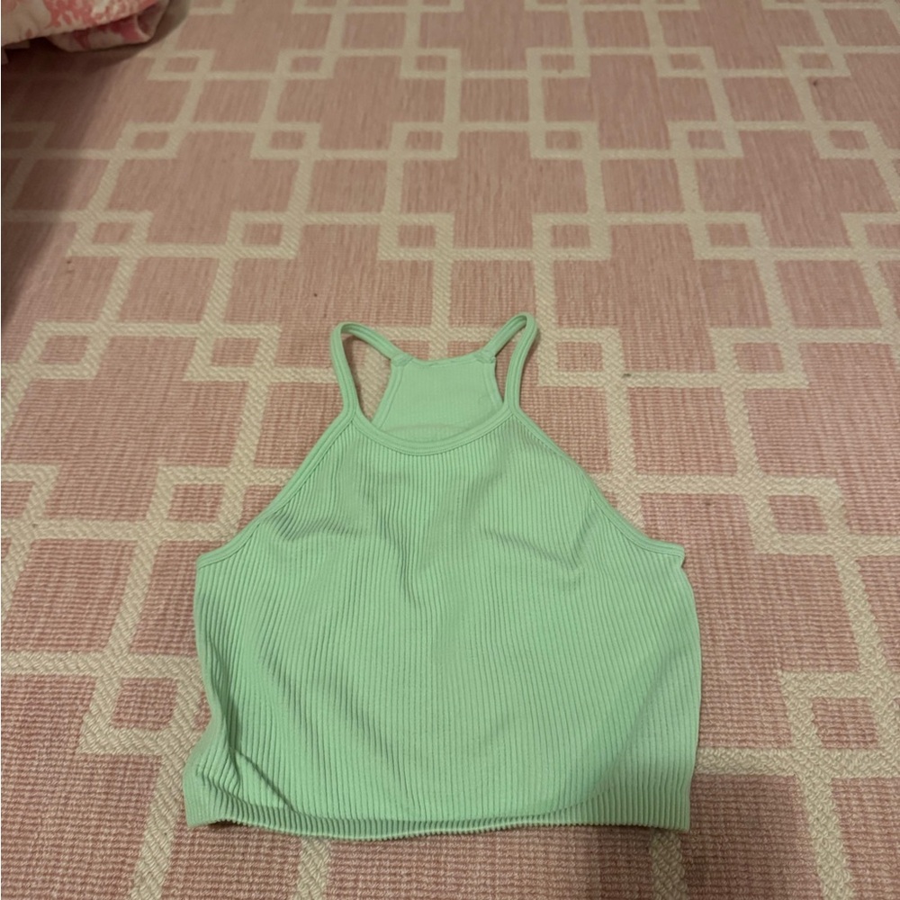 Mint Green Ribbed Halter Top